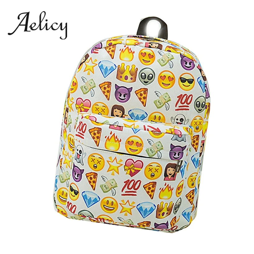 

Aelicy Funny Emoji Backpack Women Students Nylon School Book Bags Large Capacity Men Cute Printing Shoulder Knapsack