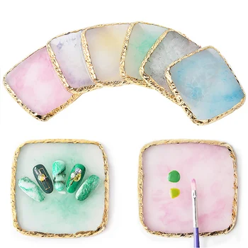 

Natural Resin Stone Nail Art Plate Gel Polish Tips Holder Drawing Painting Color Pigment Holder Palette Nail Art Display Tool