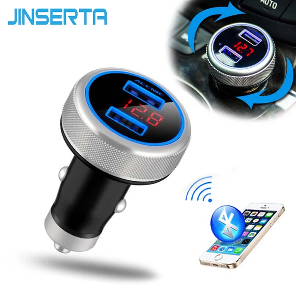 JINSERTA Bluetooth FM передатчик Автомобильный mp3 плеер Напряжение монитор громкой связи