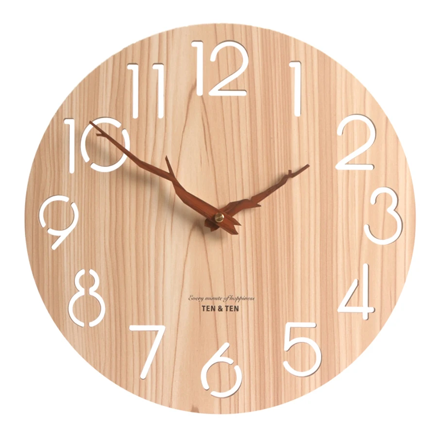 

3d Wood Clock Wall Creative Vintage Digital Secret Stash Watch Wall Nordic Design Saat Metal Wall Decorations Living Room WZH175