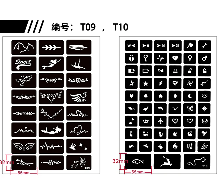 669 шт./компл. многоразовые хны Трафареты бабочка кошка буквы чехол с тигром привлекательной блеск тату комплект стенсил трафарет для аэрографа Schmink Sjabloon