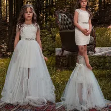 Платья цвета слоновой кости с цветочным узором для девочек на свадьбу, платья для первого причастия Vestidos De Comunion, пышное платье для подростков, платье с юбкой