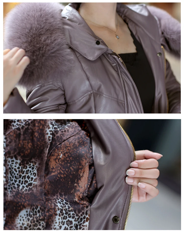 KMETRAM, настоящая кожаная куртка, зимняя куртка, женский меховой воротник, корейское длинное пальто, женский пуховик размера плюс, Chaqueta Mujer MY3415