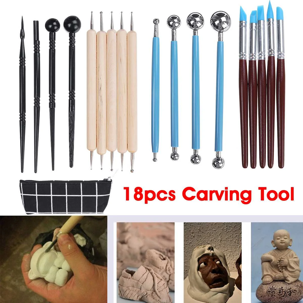 

18pcs Modeling Shapers Smoothing Sculpting Polymer Clay Carving Tool