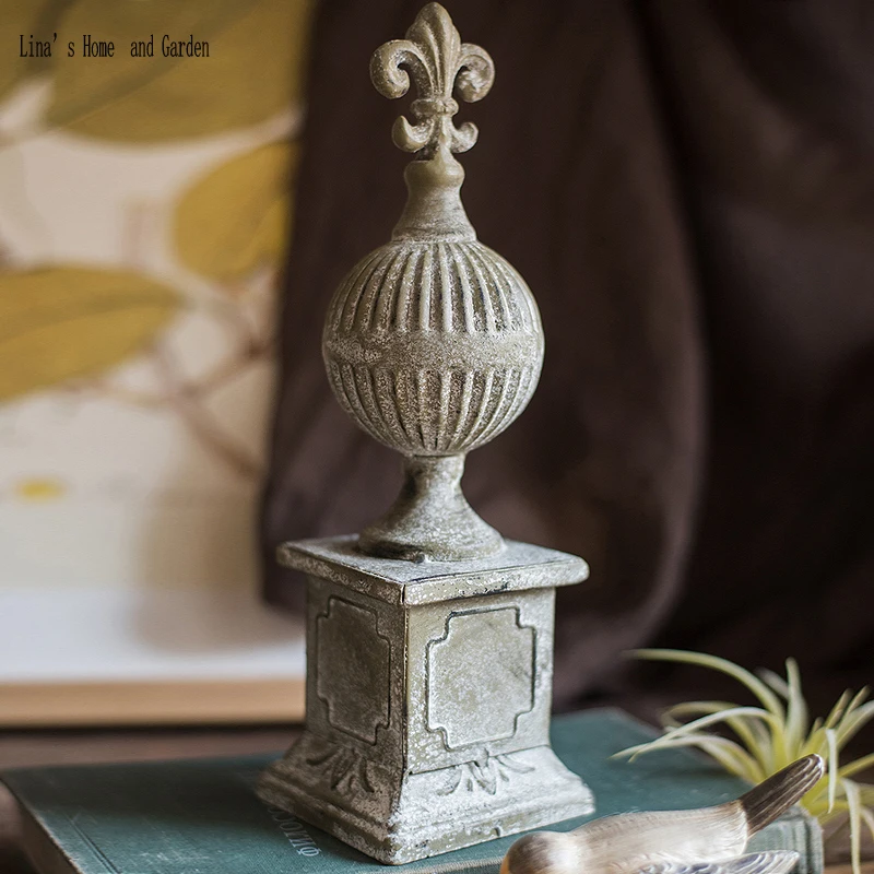 

Figurine decor handcrafted antique aged cast iron bird