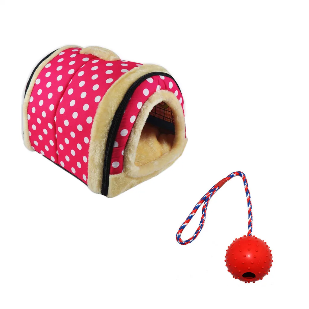 

2 in 1 Home and Sofa For Dog Bed Cat Puppy Rabbit Pet Warm Soft Warm Pet Bed Dog Baskets Fall and Winter Warm Kennel red