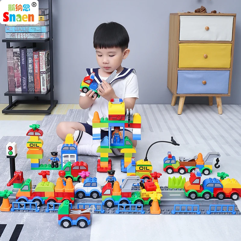 

Snaen 106pcs City Police Traffic Model Building Blocks Educational Hobbies Toys Construction Brick for Kids Compatible Legoed