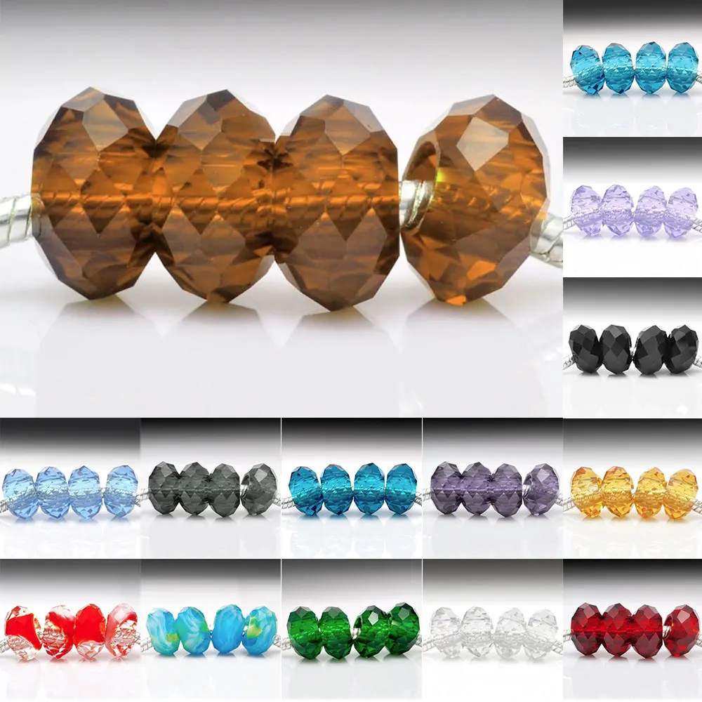 10pcs Crystal 14x14mm Rondelle European Glass Beads DIY Jewellery
