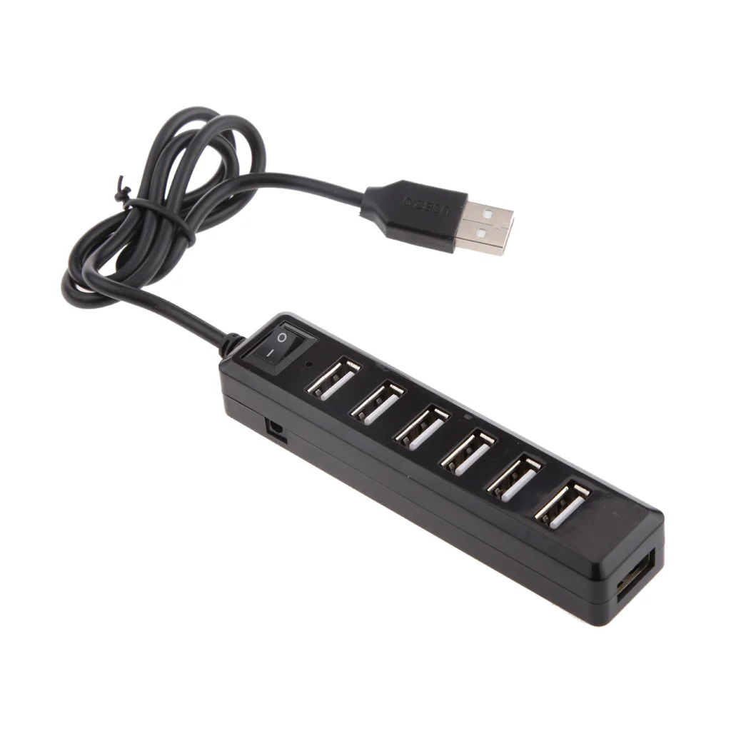 7 портовый разветвитель Multi USB 2 0 для ноутбуков PS3 Xbox Wii черный|USB-хабы| |