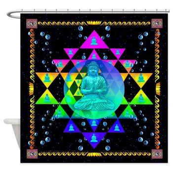 

Buddha Sri Yantra Shower Curtain Decorative Fabric Shower Curtain Set and Anti-slip Floor Mat Outdoor Rugs