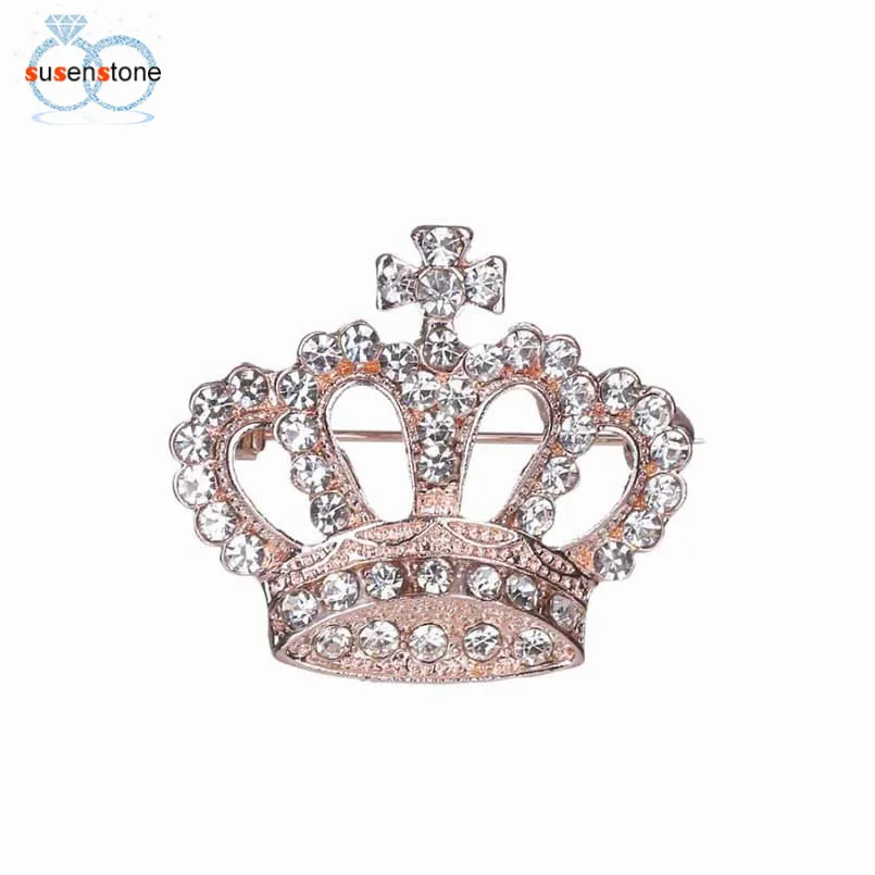 

SUSENSTONE Women Rhinestone Brooch Crown Brooches Scarves Clip Shawl Buckle