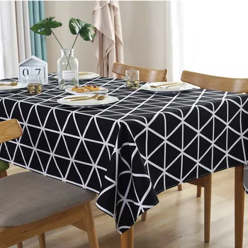 

Byetee Black and White Geometric Tablecloth Simple Modern Hotel table cloth cotton Linen fabric Table Cover for Kitchen
