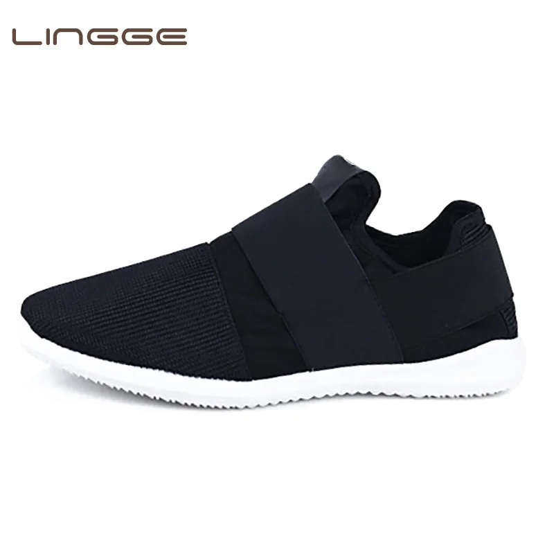 

LINGGE 2018 Cheap Air Mesh Fabric Men's Loafers Black White Color Cloth Patchwork Leisure Canvas Shoes for Mans Cool Walk Shoes