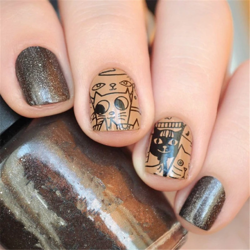 Круглая Пластина для штамповки ногтей BORN PRETTY Cat Bear пластины печати рисунков