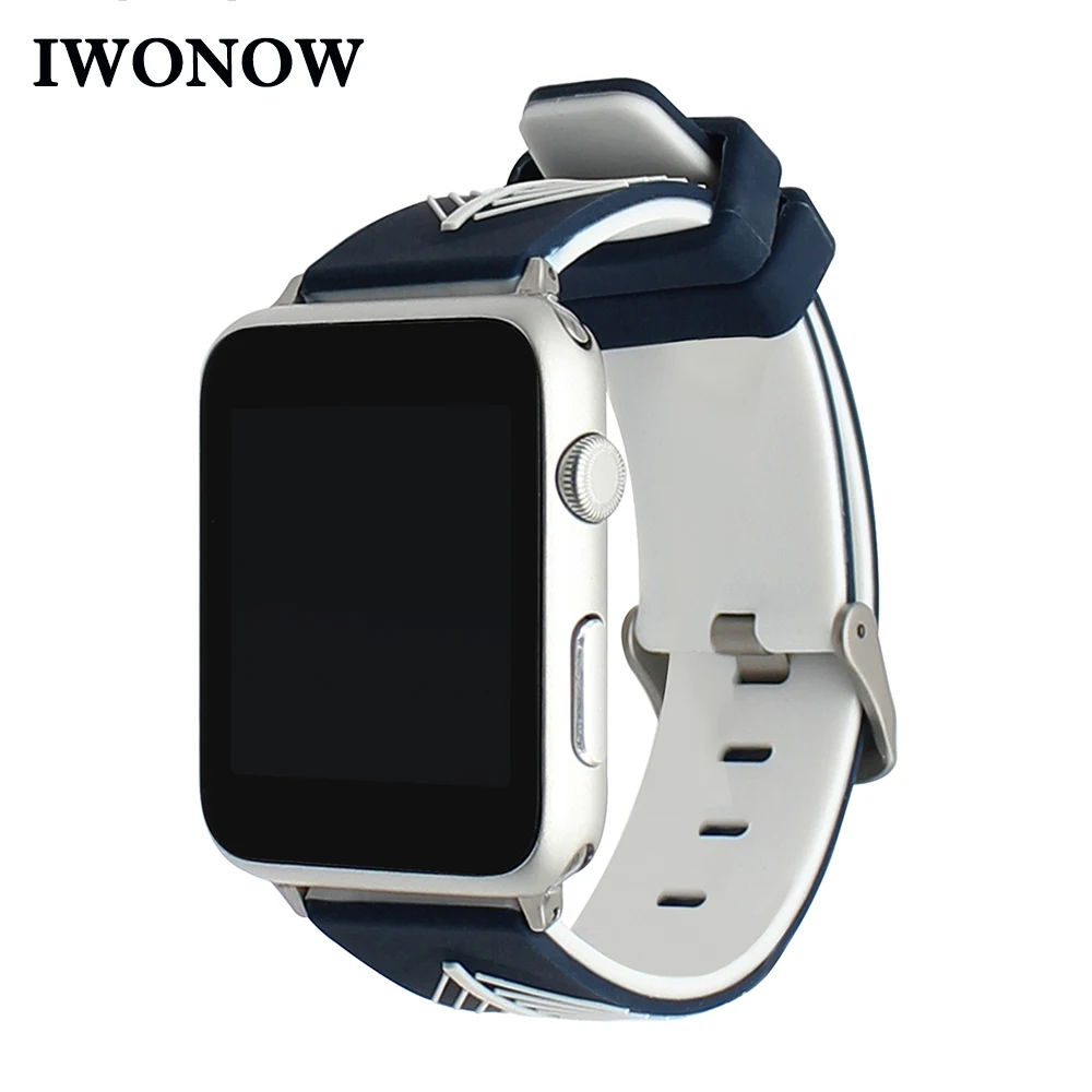 Двухцветный силиконовый ремешок для часов iWatch Apple Watch 38 мм 42 резиновый спорта