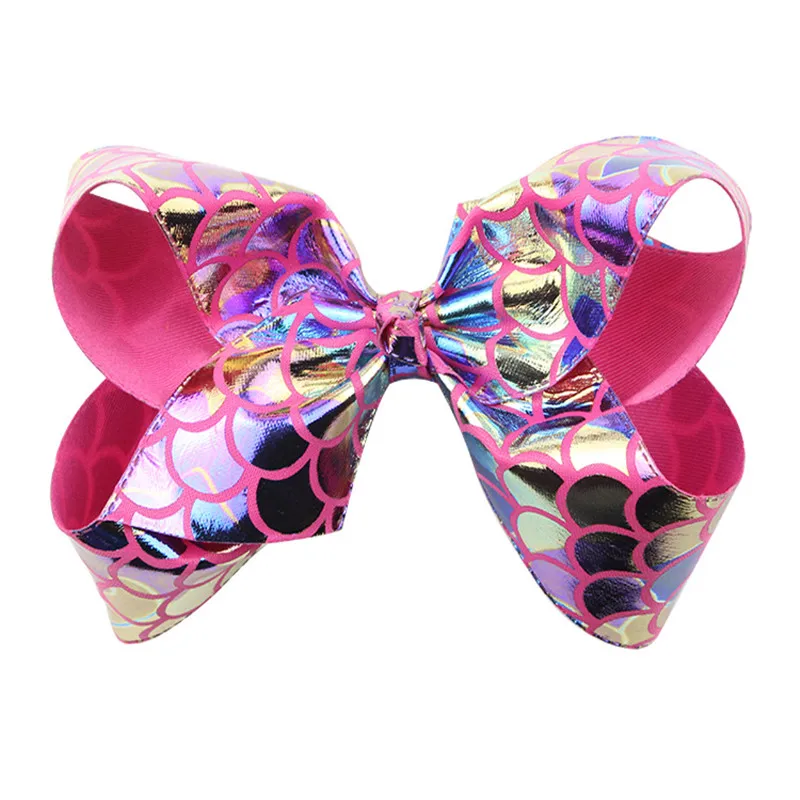 8pcslot Fashion 6 inch printing big butterfly clip Fish scale pattern Hair Bows girl's handmade hair  (6)