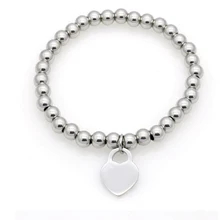Новое поступление милая подвеска в виде сердца шар бусины для женщин/мужчин ювелирные изделия 316L из нержавеющей стали кулон сердце дамы браслет ss03