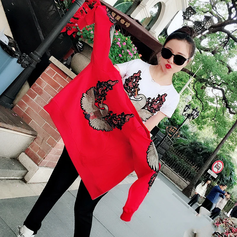 

Large Size Women sportswear Set Female's Casual Sporting Suit Female Fashion Embroidery Cardigan Long Sleeve 3-piece Suit Women