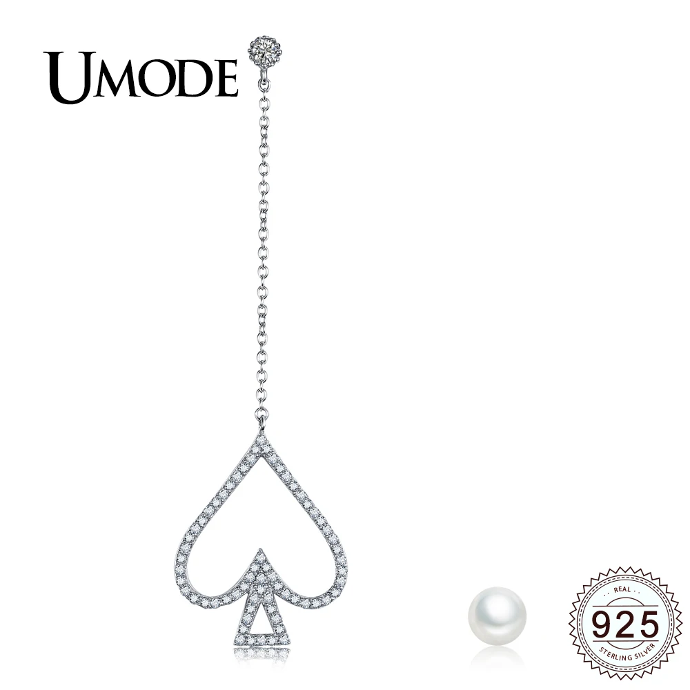 

UMODE New 925 Sterling Silver Drop Earrings for Women Fashion CZ Crystal Trendy Pearl Jewelry Brincos Femme Bijoux Gifts ULE0296