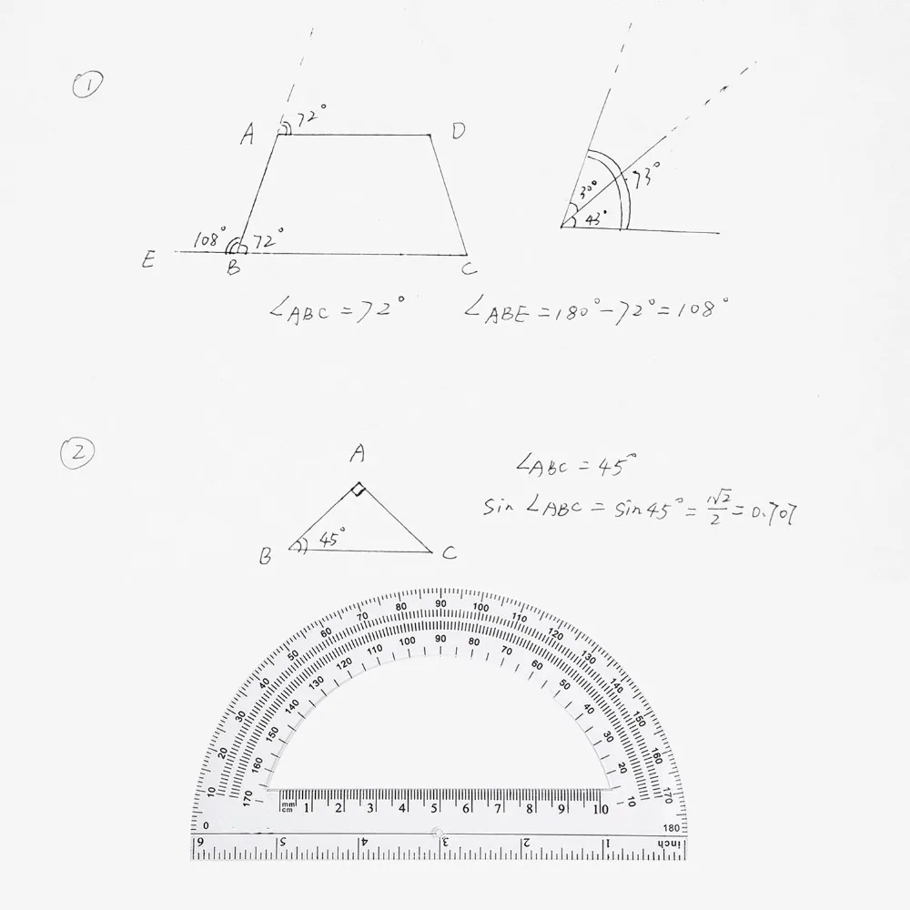 Plastic Protractor Ruler 1 Piece Plastic Protractors 180 Degree 6 Inches Clear