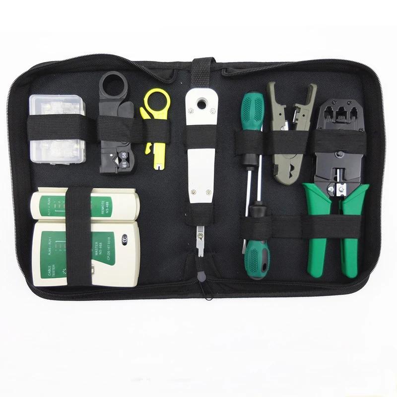 

High Quality 10 In 1 Network Combination Tool Set All-metal Tool Head With A Full Range Of Accessories Network Repairing Tools