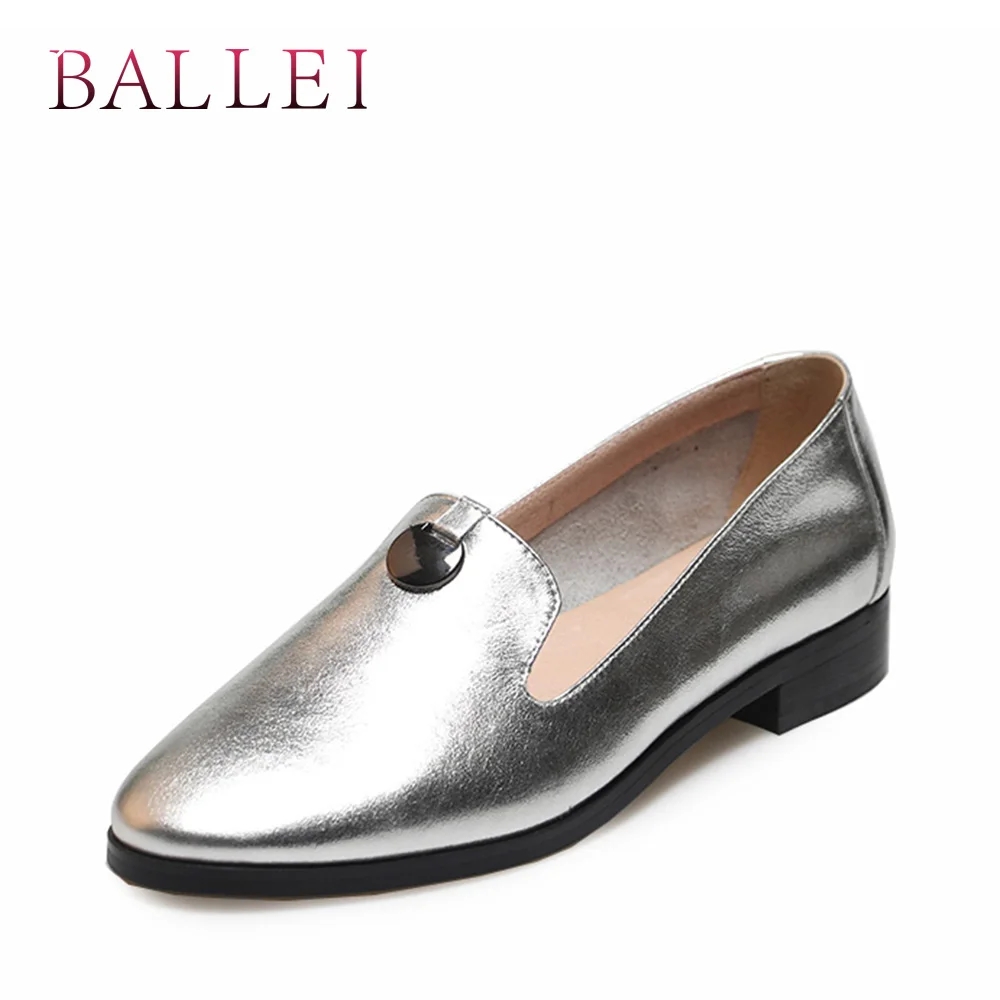 

BALLEI LuxuRy Woman Fashion Flats Handmade Genuine Leather Round Toe Low Heel Shoes Solid Fashion Vintage Lady Casual Soft Flat