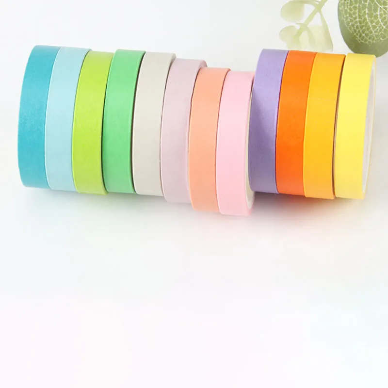 

12pcs Rainbow candy color paper washi tape set 7.5mm Lace decoration masking tapes Diary album stickers gift Stationery