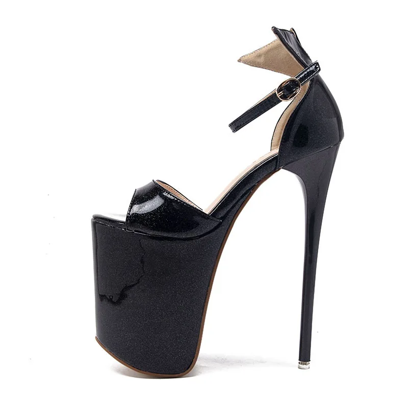 

19cm Super High Heels Summer Women Sandals Open Toe Patent Leather Sandals For Women Platform Sexy Party Shoes