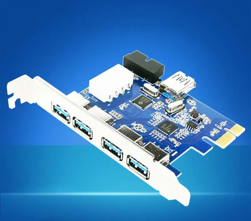 5 портов PCI E Express карта к USB 3 0 + 19 Pin разъем 4 адаптер для Win7 8 Прямая поставка|pci express