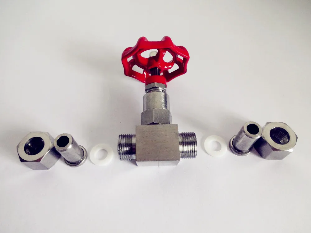 Бесплатная доставка 3/8 &quot(DN10) игольчатый клапан. Нержавеющая сталь 304. Красный.