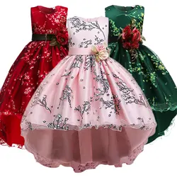 Новое платье принцессы для девочек, летние вечерние Детские платья для девочек, одежда без рукавов, свадебное платье, детская одежда