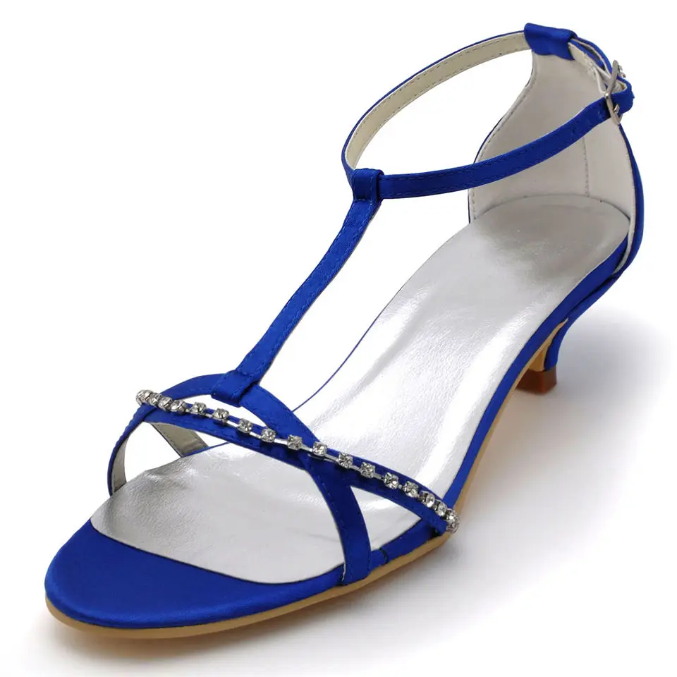 

new wedding heels shoes crystal lace satin banquet party silver ivory bridal simple bridesmaid sandals low heels pumps RR-147 YY