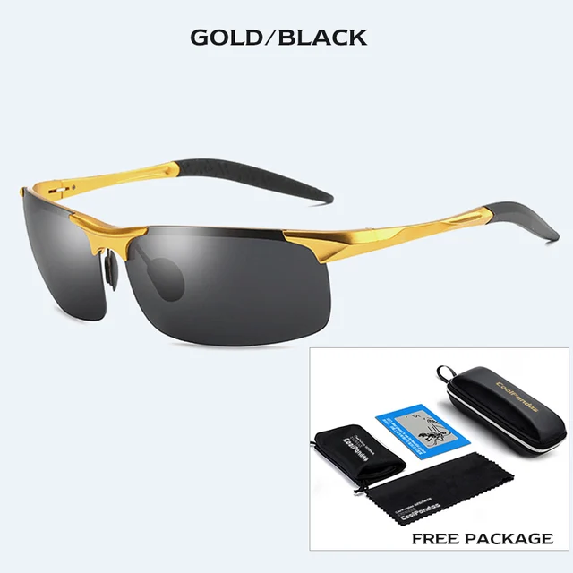 Men Polarized Sunglasses Military Goggles Aluminum Magnesium Sun Glasses Driving HD Glasses For Men/Wome Oculos masculino Male Gold-black