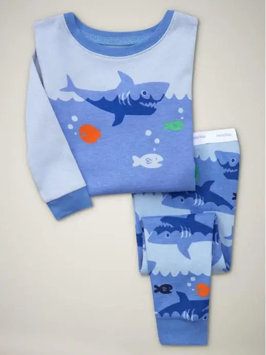 Новые детские пижамные комплекты хлопковый комплект для сна с рисунком для мальчиков, пижама с длинными рукавами для маленьких девочек, комплект одежды для детей