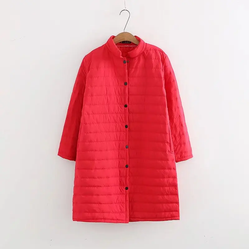 Plus Size Thin Red Wadded Autumn Winter Jackets Women Cotton Long Padded Coat Outwear Warm Chaquetas Parka Feminina