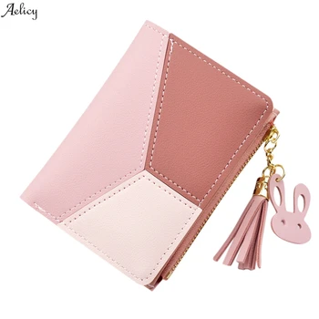 

Fashion Mini Bag Gifts Simple Color High Quality Women Wallets Short Zipper Patchwork Panelled Coin Purse Card Holder Bag 2019