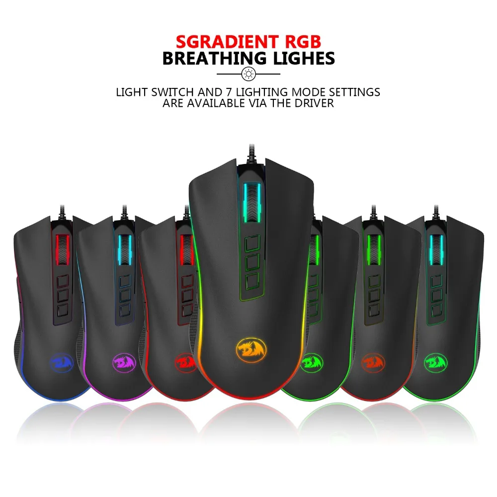 

Redragon M711 10000 DPI Wired Gaming Mouse USB Wired Gaming Mouse 7 Programmable Buttons Ergonomic Design For Desktop