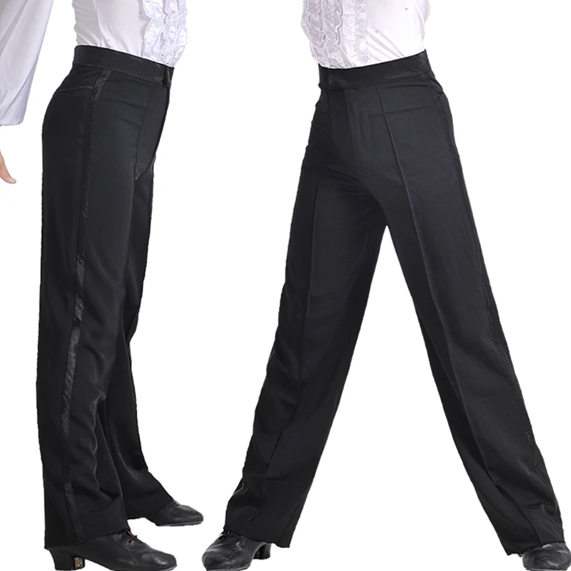 Black Satin Boys Latin Modern Ballroom Performance Latin Dance Pantsin