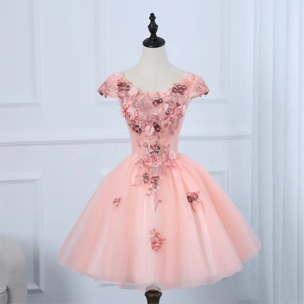

New pink short sleeve sweat lady girl women princess bridesmaid banquet performance dancing party dress gown