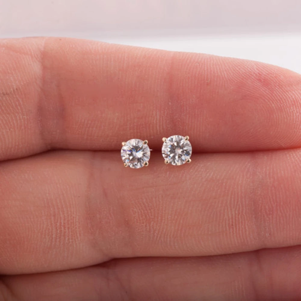 Серьги гвоздики с бриллиантами 0 50 карат 5 мм 14 к желтое золото|stud earrings|earrings 14kearrings