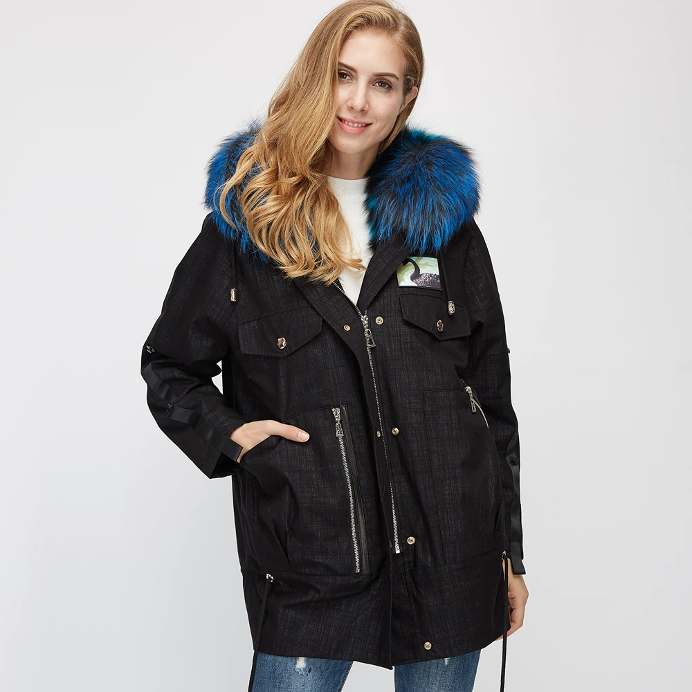 green De Capot Bas Lapin Doublure Laveur Col Parka Fourrure Réel Femmes Vers Black Rex Manteau Raton Chaud Avec Maylofuer Parkas Le 1zxWqwR6Eq