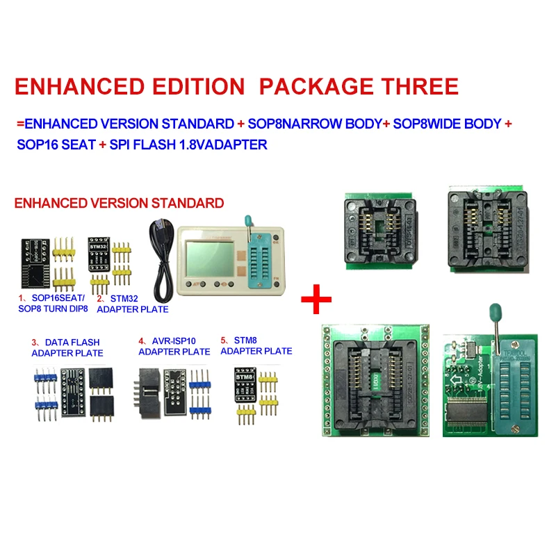 Автономный автоматический программатор USB высокоскоростной программатор EEPROM FLASH AVR STM32 STM8 Высокая точность английская версия для тестирования чипов