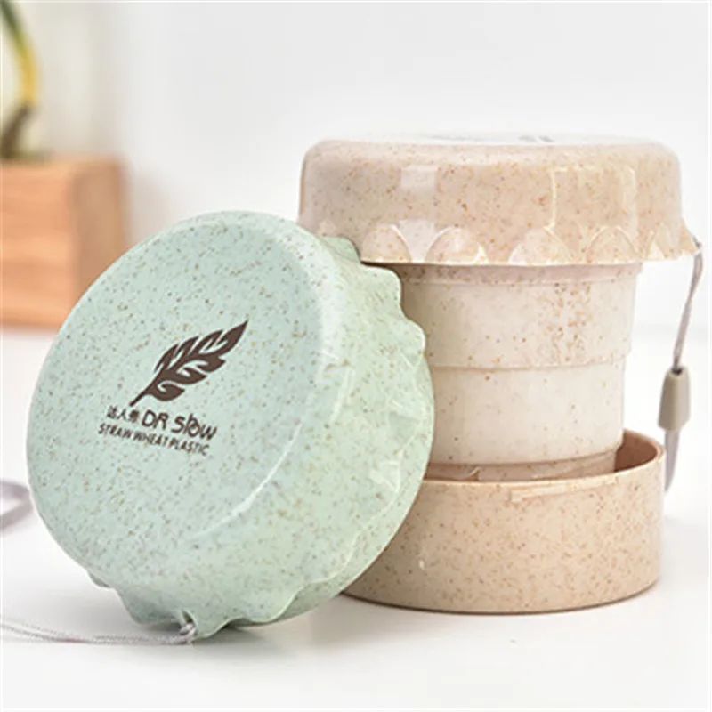 

1pc Portable Creative Mini Folding Water Bottles Wheat Telescopic Bottles With Lid Outdoor Bathroom Bottles