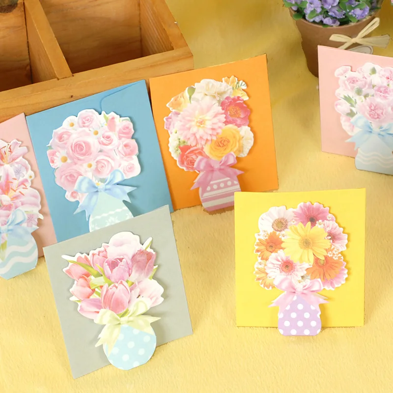 Beautiful Paper Bouquet Flower Shapes Message Cards Creative Handmade