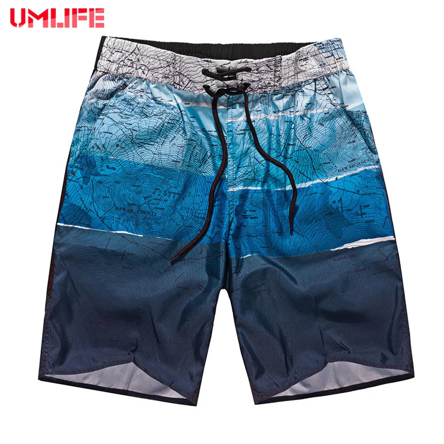 

UMLIFE 2019 Men Summer Swimming Shorts Sports Beach Brief With Printed Quickly Dry Plus Size Surf Boardshorts Male Clothes 6XL