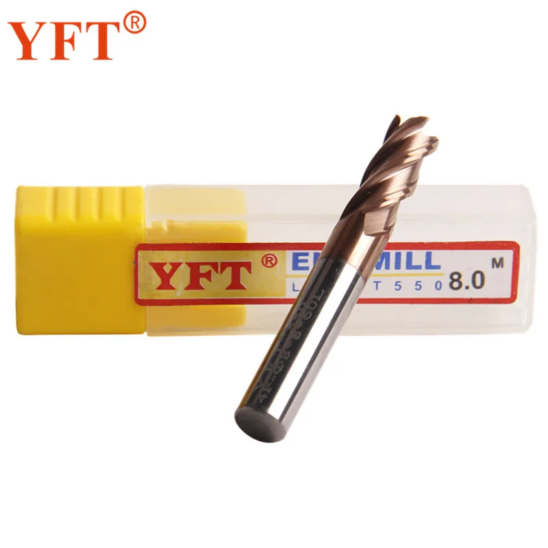 

YFT 1PC 4-blade Carbide End Mill Diameter 8mm Router Bit Set End Mills Tungsten Steel Milling Cutter HRC 55 CNC Tools