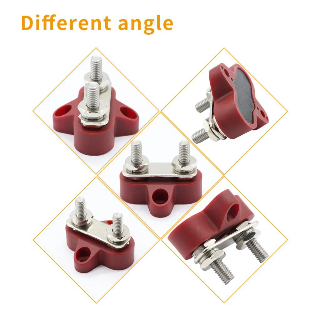 Boat 48V M6 Terminal Dual Stud Bus Bar Power Distribution Box Red