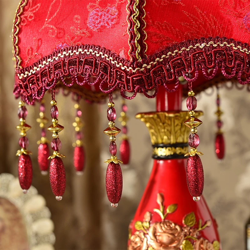  head Arts Crafts Wanlang red wedding wedding gift lamp bedroom bedside lamp housing lamp light 5966 - 32823922615