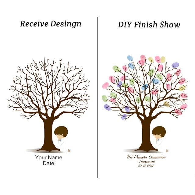 Нежные пользовательские крещение день рождения декоративный для Бэйби шауэра мальчик сувенир Первое причастие мальчик отпечаток пальцев Подпись Гостевая книга живопись - Цвет: A