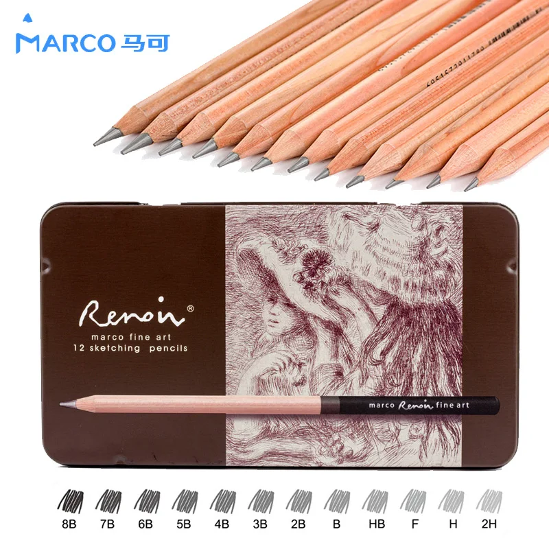 12 Pieces/Box Marco's Sketch Drawing Pencil Set Non toxic Pencils For